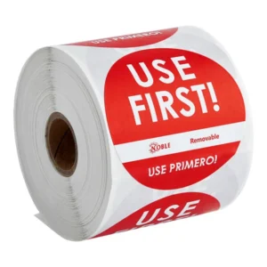 Use First Removable Round Label with Dispenser Carton - 500/Roll