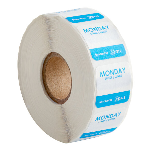 Noble Monday 1" Dissolvable Day of the Week Label - 1,000/Roll